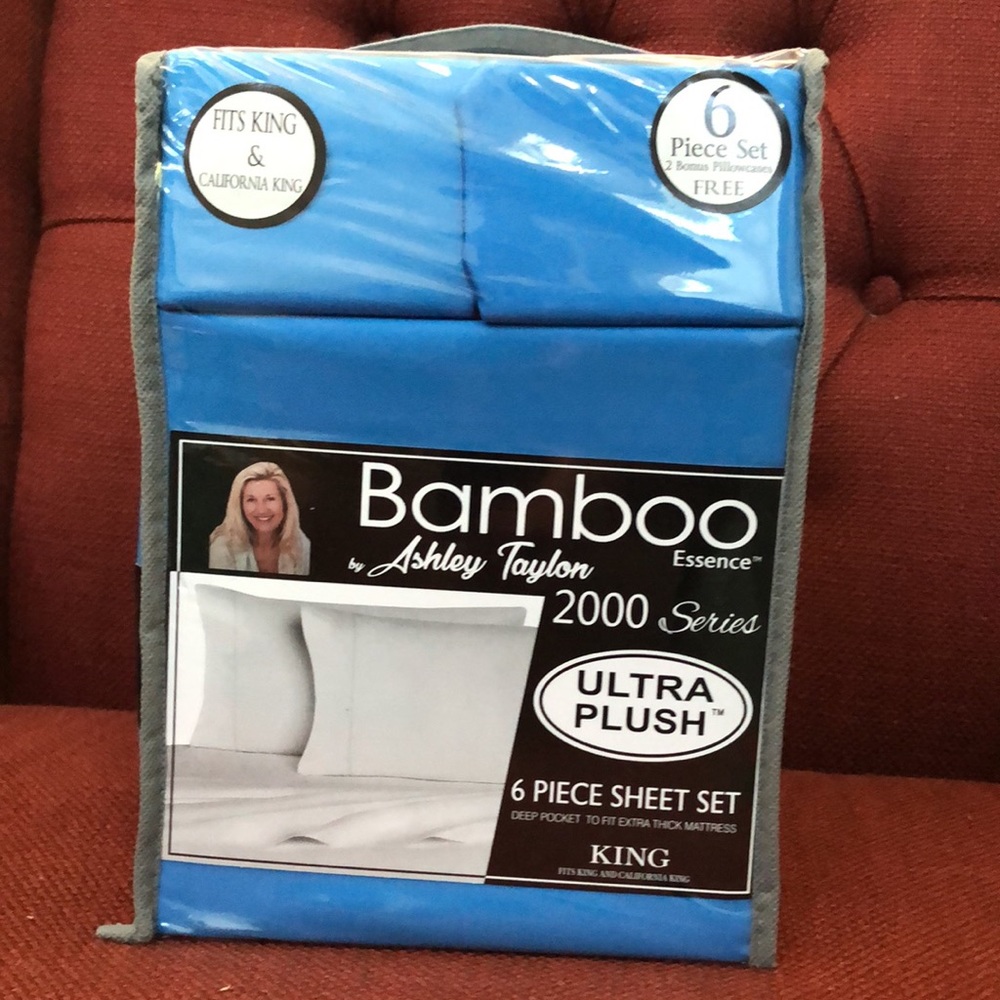 Bamboo Bed Sheets 6 piece fits King/Cal Blue